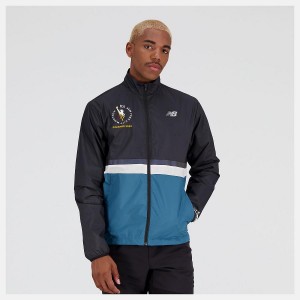 Chaquetas New Balance NYC Marathon Finisher Hombre Negras Azules | EC 1361SO