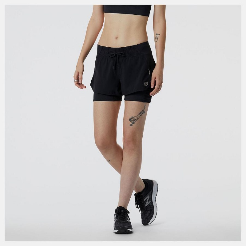 Short New Balance Impact Run 2in1 Mujer Negras | EC 2134TV