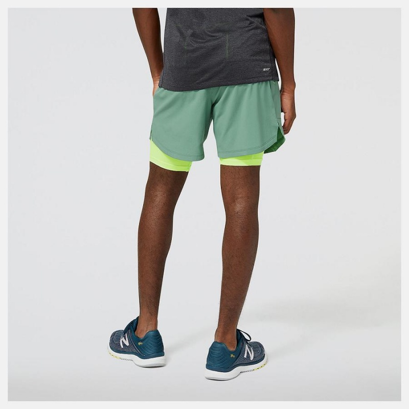 Short New Balance Impact Run AT 7 Inch 2 in 1 Hombre Verde | EC 1434UT