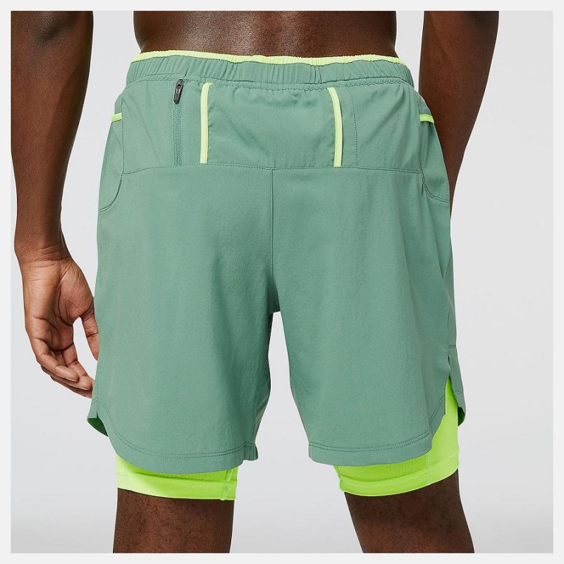 Short New Balance Impact Run AT 7 Inch 2 in 1 Hombre Verde | EC 1434UT