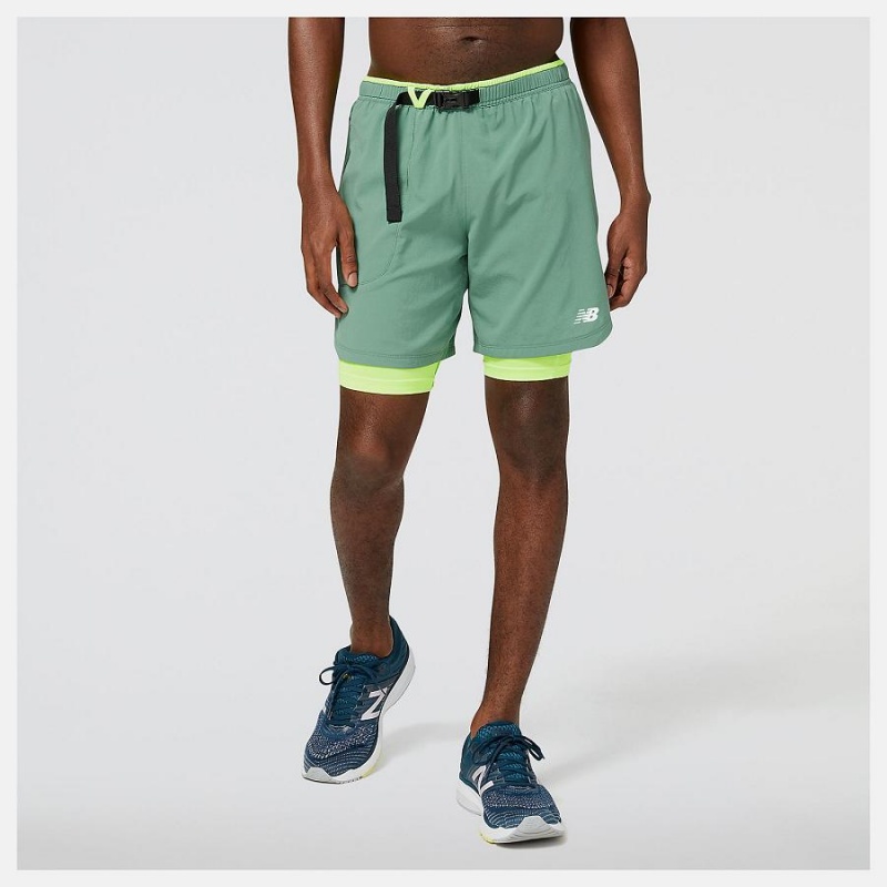 Short New Balance Impact Run AT 7 Inch 2 in 1 Hombre Verde | EC 1434UT