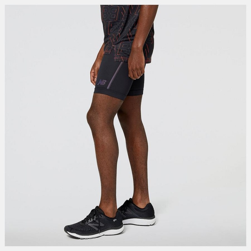 Short New Balance NYC Marathon Q Speed 9 Inch Half Tight Hombre Negras | EC 1440DN