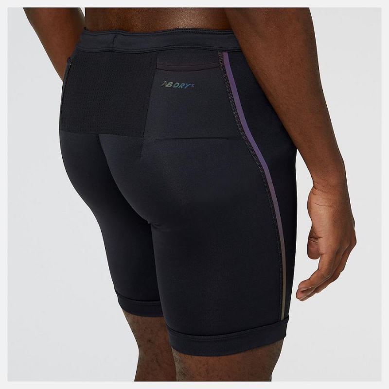 Short New Balance NYC Marathon Q Speed 9 Inch Half Tight Hombre Negras | EC 1440DN