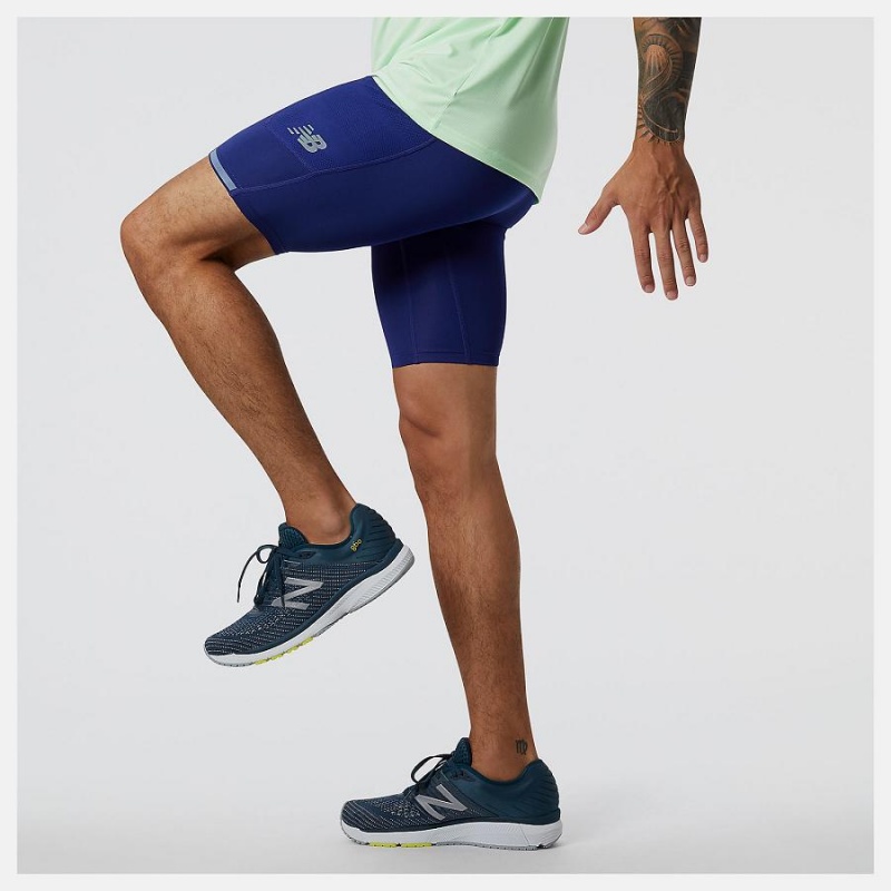 Short New Balance Q Speed 9 Inch Half Tight Hombre Azules | EC 1448XF
