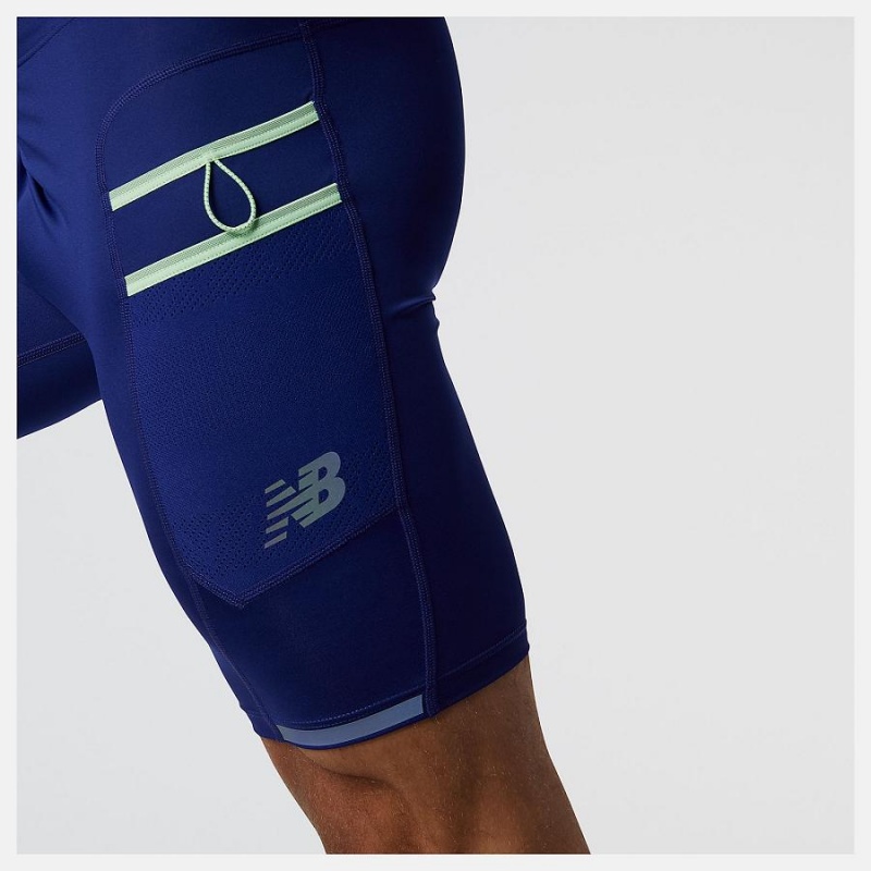 Short New Balance Q Speed 9 Inch Half Tight Hombre Azules | EC 1448XF