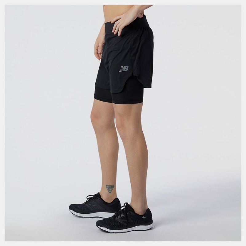 Short New Balance Q Speed Fuel 2 in 1 5 inch Hombre Negras | EC 1449CE