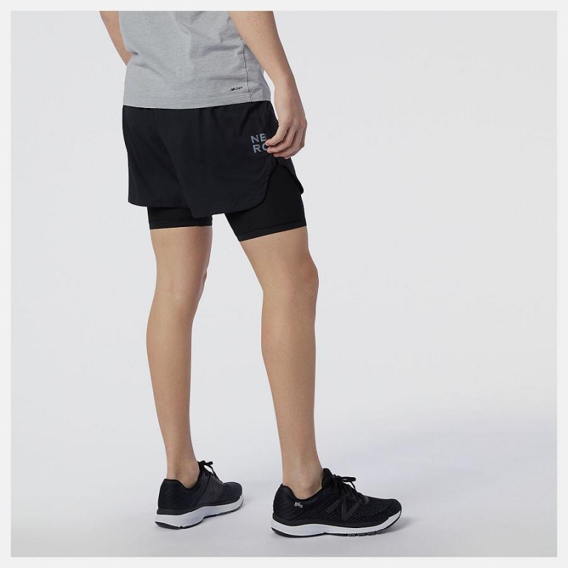 Short New Balance Q Speed Fuel 2 in 1 5 inch Hombre Negras | EC 1449CE