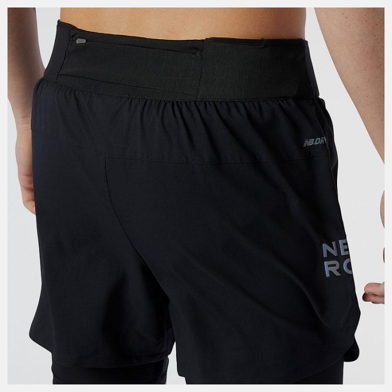 Short New Balance Q Speed Fuel 2 in 1 5 inch Hombre Negras | EC 1449CE