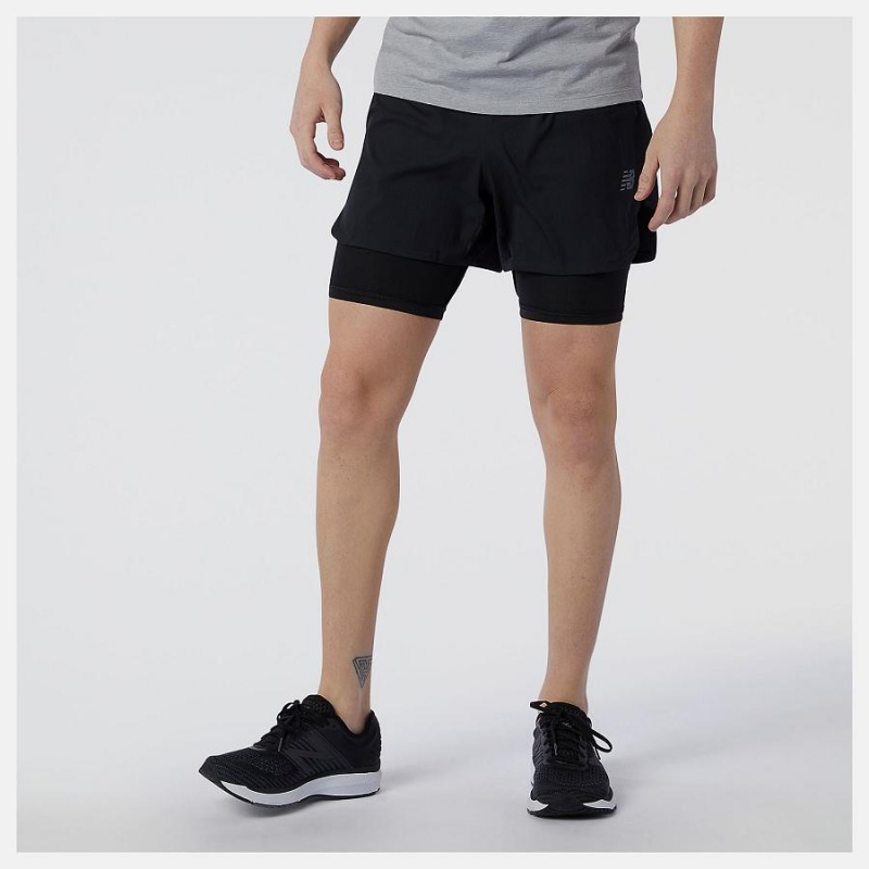 Short New Balance Q Speed Fuel 2 in 1 5 inch Hombre Negras | EC 1449CE