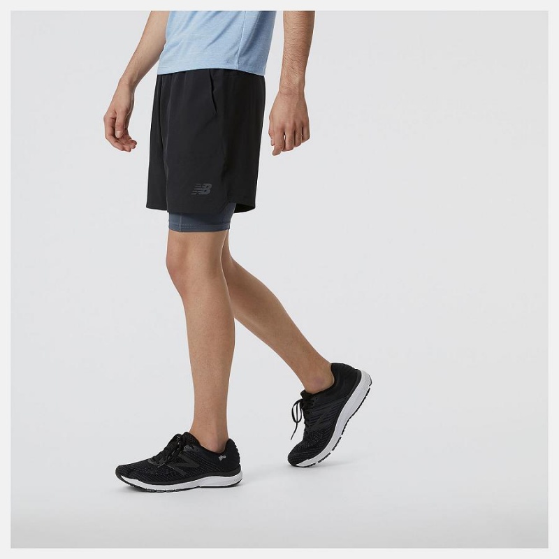 Short New Balance R.W.Tech 7 Inch 2-in-1 Hombre Negras | EC 1452NB