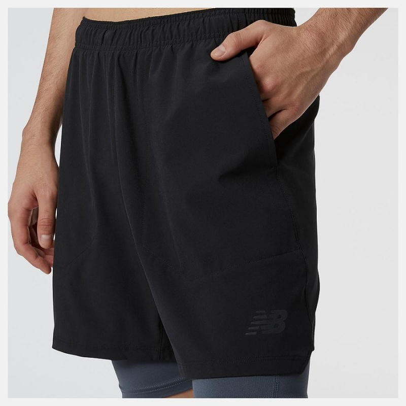 Short New Balance R.W.Tech 7 Inch 2-in-1 Hombre Negras | EC 1452NB