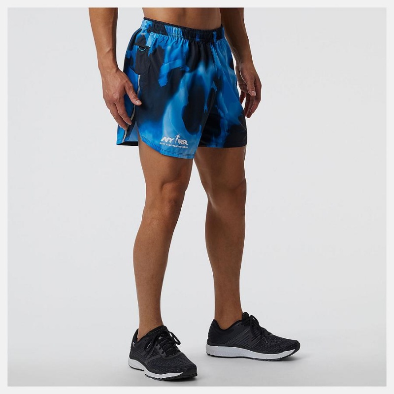 Short New Balance Run For Life Printed Impact Run 5 Inch Hombre Negras Azules | EC 1455WY