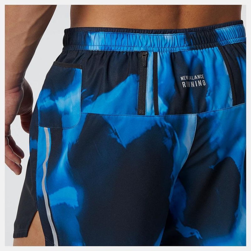 Short New Balance Run For Life Printed Impact Run 5 Inch Hombre Negras Azules | EC 1455WY