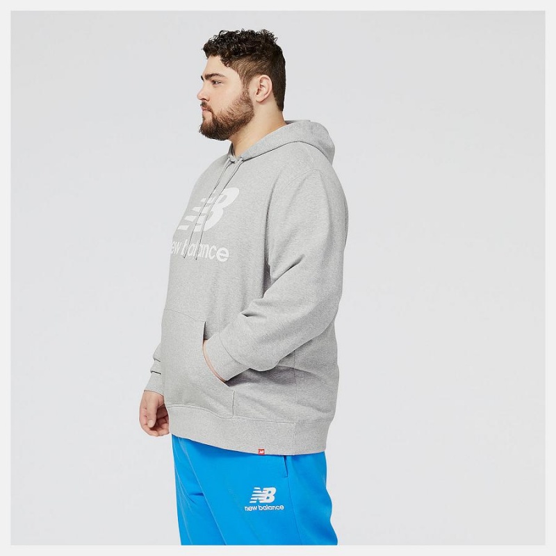 Sudadera con Capucha New Balance Essentials Stacked Logo Po Hombre Gris | EC 1321BC