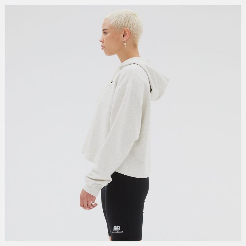 Sudadera con Capucha New Balance Uni-ssentials French Terry Crop Hombre Blancas | EC 1344XF