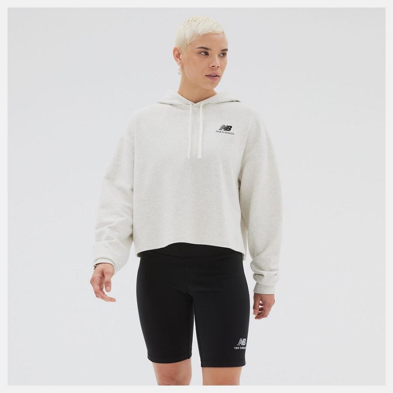 Sudadera con Capucha New Balance Uni-ssentials French Terry Crop Hombre Blancas | EC 1344XF