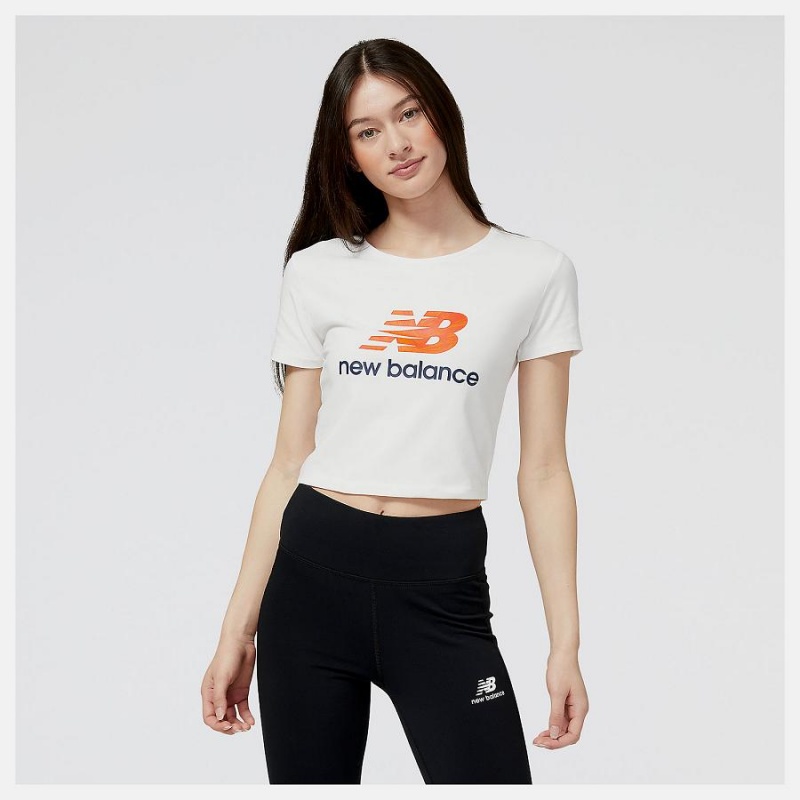 Tops New Balance Essentials New Wave Sleeve Mujer Blancas | EC 2184EX