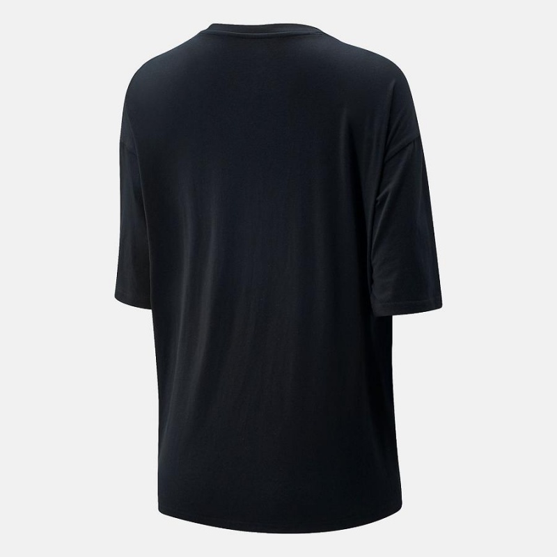 Tops New Balance Essentials Stacked Logo Mujer Negras | EC 2187YU