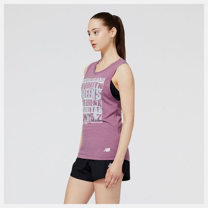 Tops New Balance NYC Marathon Borough Estampadas Tank Mujer Moradas | EC 2201ZG