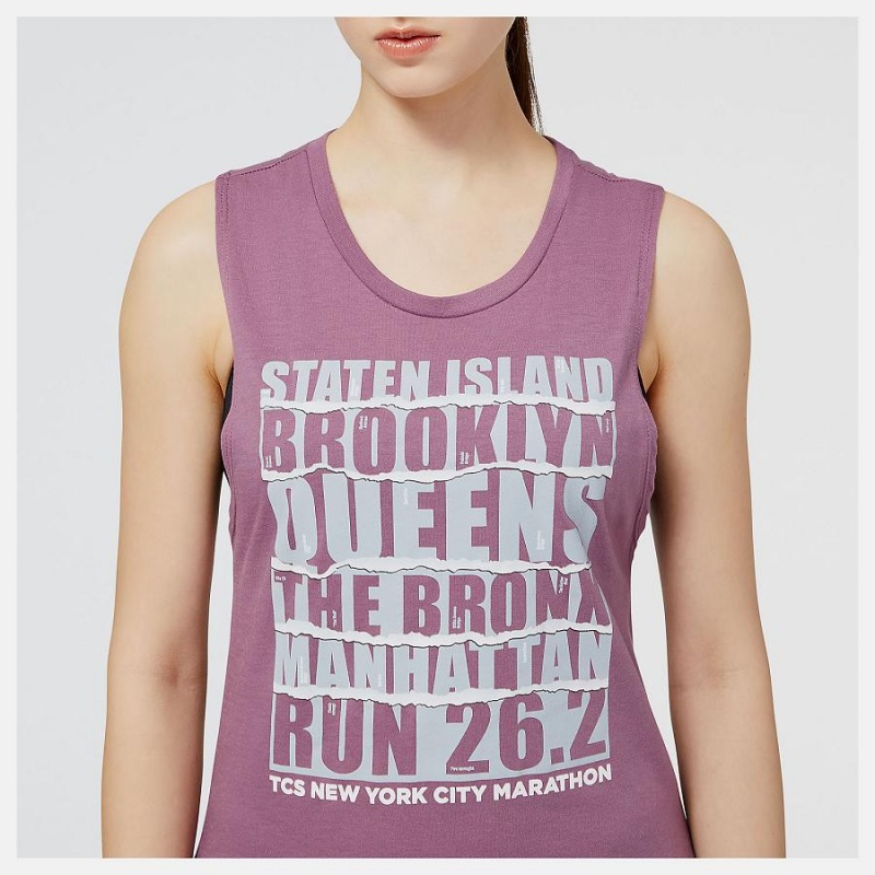 Tops New Balance NYC Marathon Borough Estampadas Tank Mujer Moradas | EC 2201ZG
