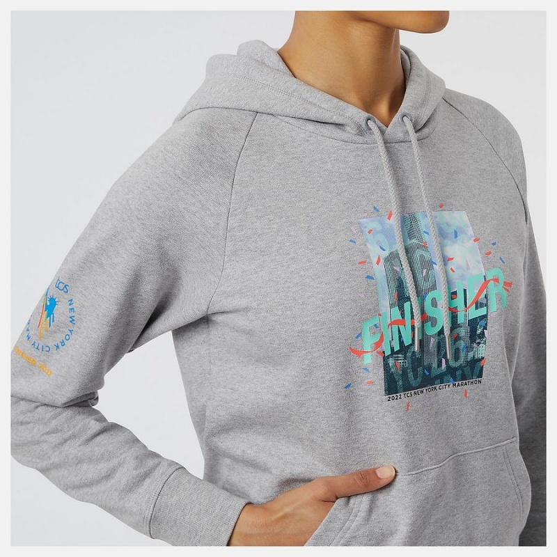 Tops New Balance NYC Marathon Finisher Essentials Pullover Mujer Gris | EC 2209WY