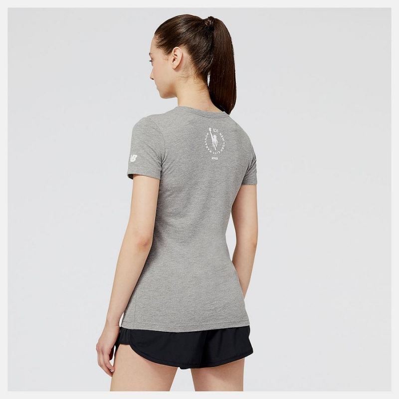 Tops New Balance NYC Marathon Marathon State of Mind Estampadas Mujer Plateadas | EC 2216OR