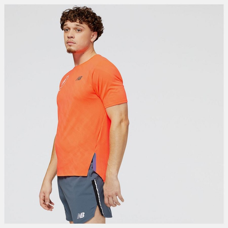 Tops New Balance NYC Marathon Q Speed Jacquard Sleeve Hombre Naranjas | EC 1551ZG