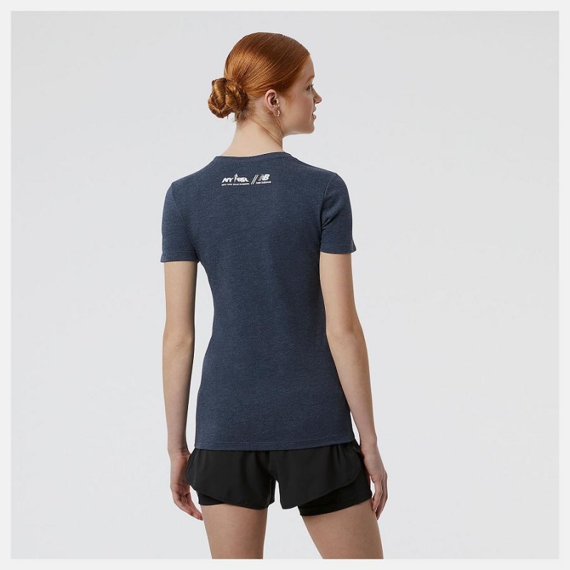 Tops New Balance Run For Life Boroughs Estampadas Sleeve Mujer Azules | EC 2236EX