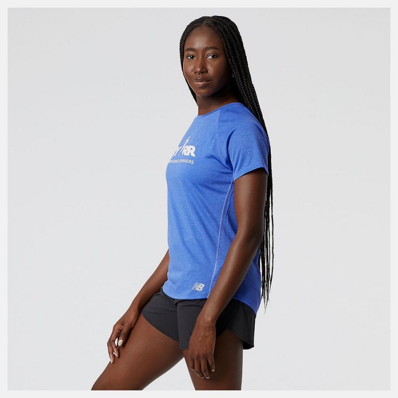 Tops New Balance Run For Life Impact Run Estampadas Sleeve Mujer Azules | EC 2241IS