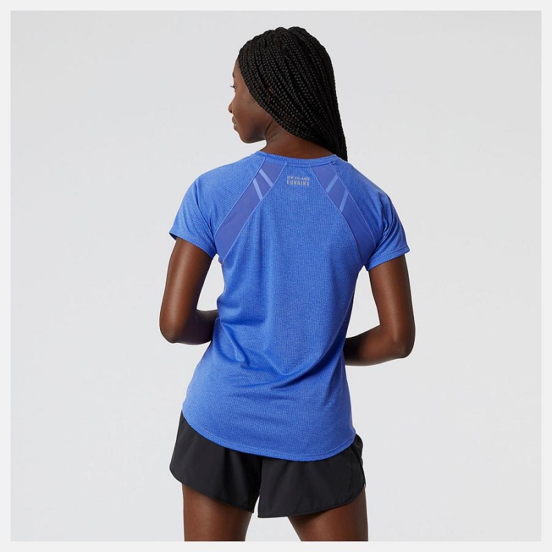 Tops New Balance Run For Life Impact Run Estampadas Sleeve Mujer Azules | EC 2241IS