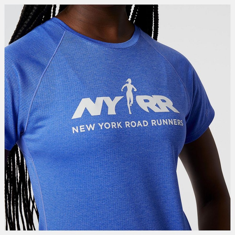 Tops New Balance Run For Life Impact Run Estampadas Sleeve Mujer Azules | EC 2241IS