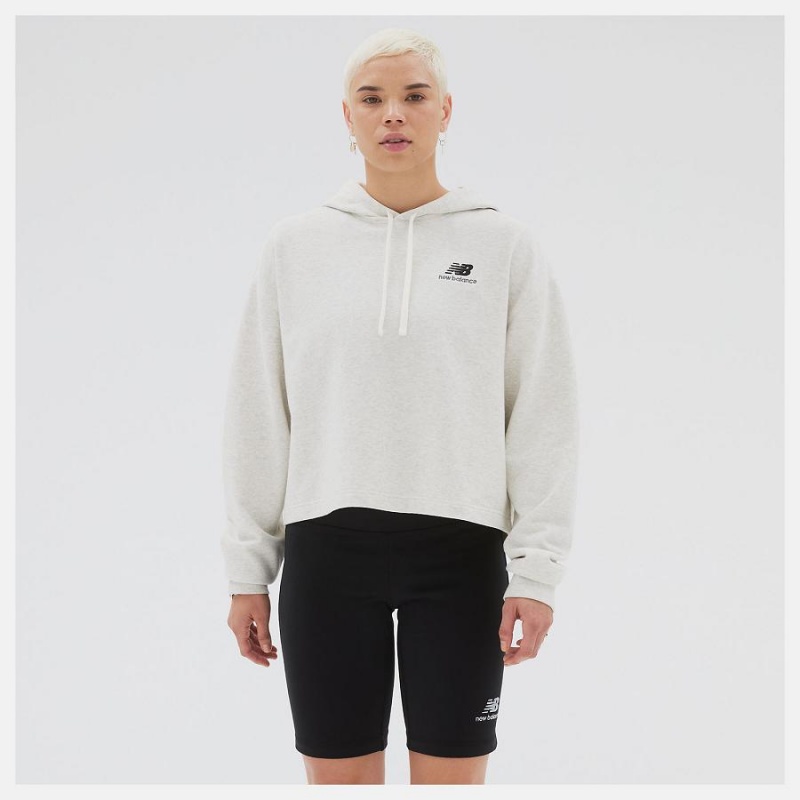 Tops New Balance Uni-ssentials French Terry Crop Mujer Blancas | EC 2257BC
