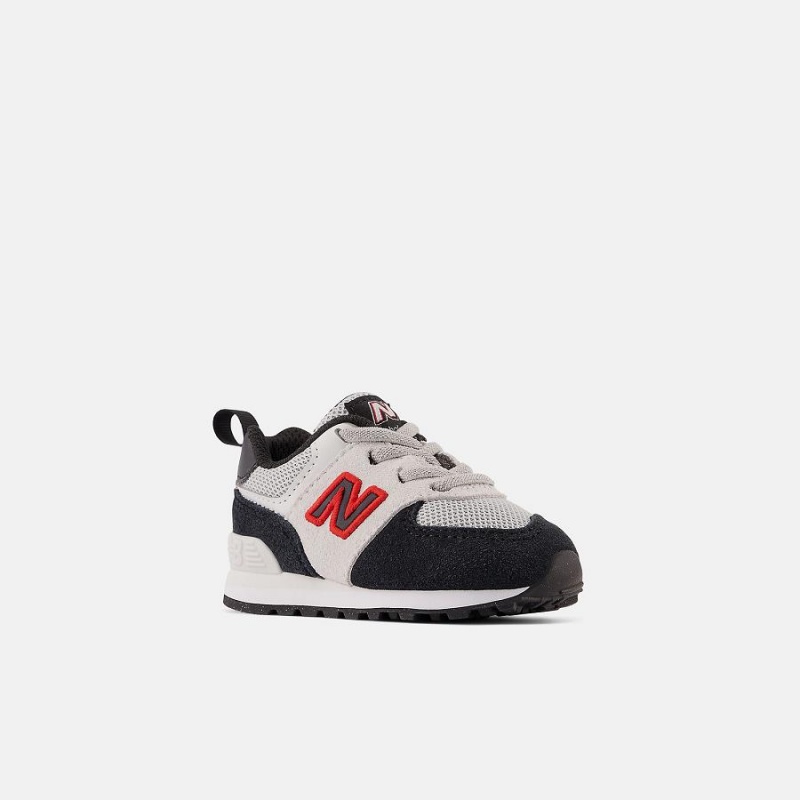Zapatos New Balance 574 Bungee Lace Niños Negras Blancas | EC 1164VD