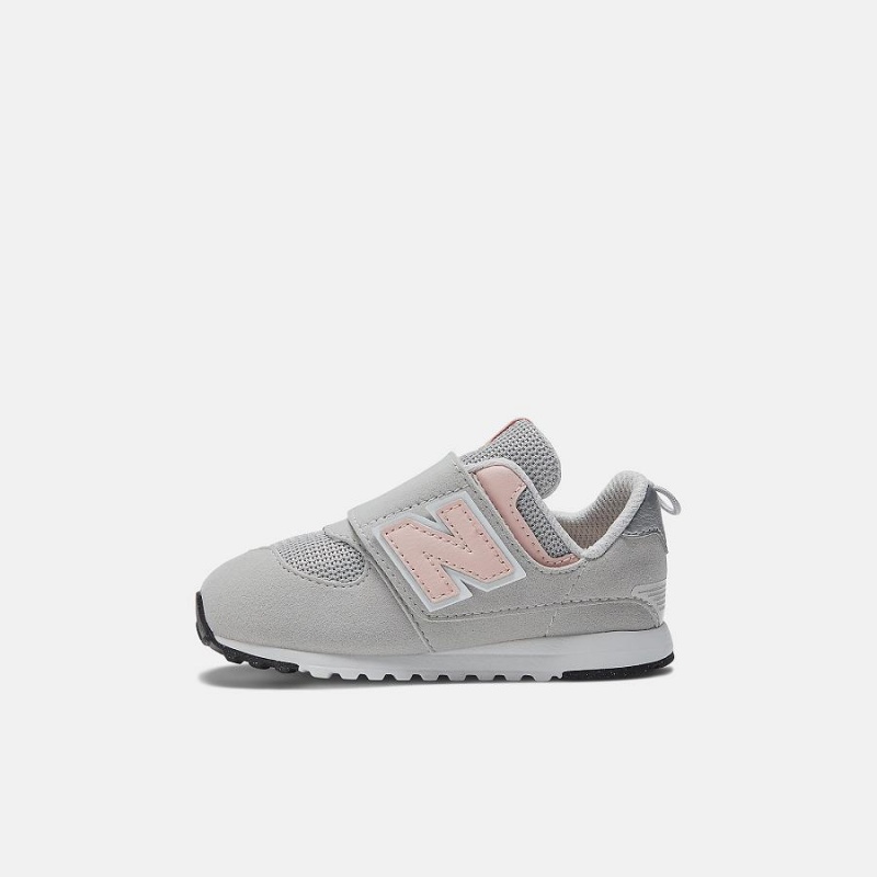 Zapatos New Balance 574 NEW-B Hook & Loop Niños Gris Rosas | EC 1169WY